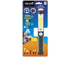 Garza Linterna LED de Aluminio con Punta magnÃ©tica imantada Extensible y Flexible y luz frÃ­a 6500k en Lateral 200lm y Frontal 90lm ip44, Negro, M