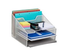 Mind Reader MESHBOX5-WHT - Organizador de malla con 5 compartimentos para documentos de escritorio, para carpetas, correos, artÃculos de papelerÃa, accesorios de escritorio, color blanco