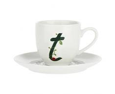 La Porcellana Bianca - Taza de cafÃ© con platillo letra T en caja de regalo - Solotua - DecoraciÃ³n del hogar, tÃ©, cafÃ© y desayuno - Porcelana - 90 cc