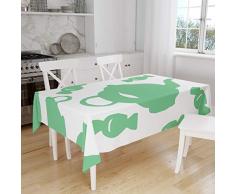 Bonamaison DecoraciÃ³n de Cocina, PoliÃ©ster, Antimoho, Secado rÃ¡pido, Impermeable, Mantel, Verde petrÃ³leo, Blanco, 140 x 160 Cm - DiseÃ±ado y Fabricado en TurquÃ­a