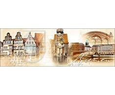 Pro-Art g1291e - Lienzo en impresión giclée (150 x 48 cm), diseño de la Ciudad de Bremen, Multicolor, 120 x 40 cm
