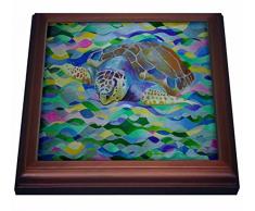 3dRose - Tortuga de cabeza de tronco â DÃa Mundial de la Tortuga, tortuga de mar de tronco, Caretta Caretta, cabeza de tronco, tortuga â remache con azulejos de cerámica, 8 por 8 pulgadas, cerámica, marrón,