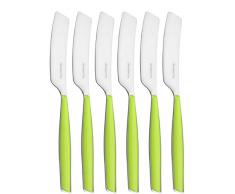 Bugatti GLMU-021F32/6 Glamour - Juego de 6 Cuchillos de Untar (Acero y plástico, 16 x 20 x 3 cm), Color Verde