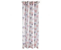 Eurofirany Merry Cortina Infantil con Ojales, diseÃ±o de bÃºhos, Elegante, Blanco y Rosa, 140 x 250 cm