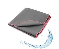 SETEX Toalla Deportiva Evolon(R) para Hombre y Mujer, Ideal para Gimnasio, Color Gris Claro con Costuras Rosas, 50 x 100 cm