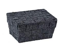 Wenko 23815100 Adria Feltro Mini - Cesto de Almacenamiento con Tapa (19 x 9,5 x 14 cm), Color Gris
