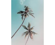 Komar Wandbild Von Miami Palms | Poster, Bild, Wohnzimmer, Schlafzimmer, Dekoration, Kunstdruck | ohne Rahmen | P115-50x70 fotomural, Braun, Blau, Rosa