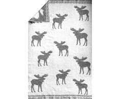 Silkeborg - Manta Reversible (100% Lana, 130 x 200 cm), diseño de Alce, Color Blanco y Gris