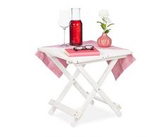 Relaxdays Mesa Plegable Madera, Mesita Auxiliar, SalÃ³n, BalcÃ³n o Terraza, PortÃ¡til, Estable, 50 x 50 x 50 cm, Blanca, 100%