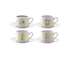 LSA Taza de tÃ© y platillo Chevron 250ml Dorado Surtido x 4
