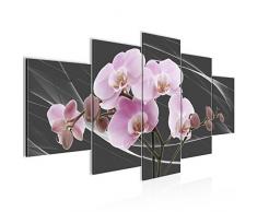 202951b - Cuadro de pared (200 x 100 cm, lienzo de fieltro, tamaÃ±o XXL, 5 piezas, fabricado en Alemania, listo para colgar), diseÃ±o de orquÃ­dea