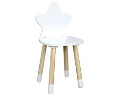 HOME DECO KIDS HD6921 Silla Infantil Estrella Blanca, Madera-Pin, 28.00 x 27.00 x 54.00