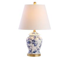 JONATHAN Y JYL3005A Penelope Lámpara Mesa LED Chinoiserie 56 cm Lámpara Clásica Chalet Mesilla Escritorio para Habitación, Salón, Oficina, Azul/Blanco