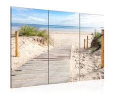 Imagen de playa mar cuadro 120 x 80 cm â Lienzo de lienzo XXL formato pared imágenes salón vivienda decoración impresiones artÃsticas azul 3 piezas â Fabricado en Alemania â listo para colgar 607331b
