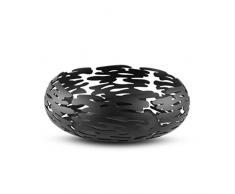 Alessi Barknest Cesto redondo, Acero Colorado con Resina epossidica Negro