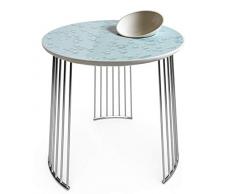 LLADRÃ Mesa Momento De Cristal. Con Bol. Metal Cromo. Mesa de Porcelana.