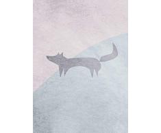 Komar Wandbild Von Wild and Free Fox | Poster, Bild, Wohnzimmer, Schlafzimmer, Dekoration, Kunstdruck | ohne Rahmen | P105A-50x70 fotomural, Rosa, Grau, Blau