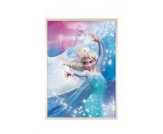 Komar Marco de fotos de madera blanco con mural Frozen 2 Elsa Action como set - TamaÃ±o: 50 x 70 cm - Cuadro de pared, decoraciÃ³n, reina de hielo, Disney