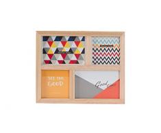Item Portafotos Múltiple 4 Fotos, Madera, Multicolor, 22x27x3 cm