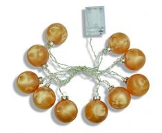 Guirnalda color y Weinberger guirnalda luminosa LED con 10 bolas de Navidad, sin pilas 3 x AAA batteriebbetrieben, cristal, 6 cm, juego de 1, oro 76820,31