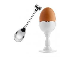 Alessi Huevera y Cuchara de Vestido, Black Parent, Blanco