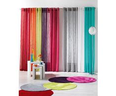 DOUCEUR DINTERIEUR 140 x 240 cm poliéster cortina traslúcida con arandelas de acuarela Uni Jacquard, Prune