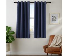 AmazonBasics - Juego de cortinas que no dejan pasar la luz, con ojales, 175 x 140 cm, Azul marino (Navy Blue)