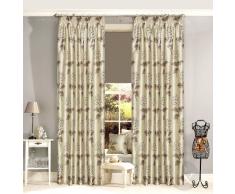 Just Contempo Cortinas con forro floral, Azul, 46 x 90 inches, crema, 46 x 54 inches