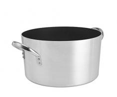 Pentole Agnelli Platinum Cacerola Alta de Aluminio, con 2 Asas en Acero Inoxidable, Plata, 32 litros