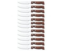 Arcos Serie Cuchillos de Mesa Caja 12 uds Cuchillo Chuletero, Hoja Serrada de Acero Inoxidable NITRUM de 120 mm, Mango Madera Comprimida Color marrón (12 UDS)