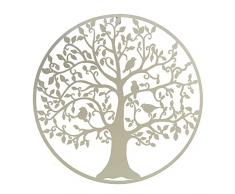 DRW Set de 2 Apliques de Pared Redondos con árbol de Metal en Blanco 60x1,3cm