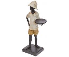 Better & Best Figura Decorativa en Forma de Niño con Camisa y Plato en la Mano Izquierda, Resina Policromada, Beige, 13.5x8x28.5 cm