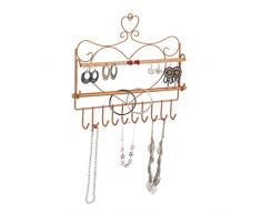 Relaxdays Soporte para joyas de pared, para collares, pendientes y pulseras, con forma de corazÃ³n, 30 x 36,5 x 3,5 cm, color bronce