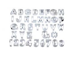 Kitchen Craft Sweetly Does It ABC & 123 Set de Cortador de Galletas, Acero Inoxidable, Plata, 34