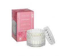 Sakura Morning - Vela aromÃ¡tica en cristal blanco decorativo, aroma a flor de cerezo, jazmÃ­n, violeta, flor de vainilla, pepino, tamaÃ±o: altura 9 x 8 cm, 150 g
