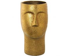 Jarron de sobremesa con Rostro de Ceramica en Dorado 18x36cm