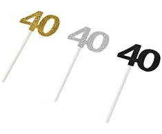 Mopec A040 Pic 40 aÃ±os stdo.plata/oro/negro purpurina, Pack de 12, Cartulina, Multicolor, Talla Ãºnica