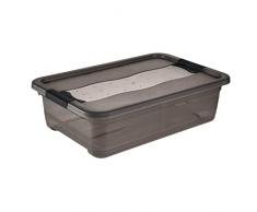 keeeper Caja de almacenamiento con tapa y cierre deslizante, 28 L, Transparente, Gris Crystal