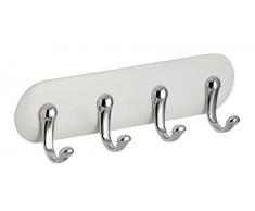InterDesign AFFIXX Organizador de llaves para pared | Perchero sin tornillos para pared | Ideal colgador de llaves para pared pequeño con 4 ganchos | Plástico blanco