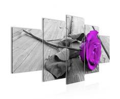 204453b - Cuadro de pared con diseÃ±o de flores y rosas, lienzo XXL, 5 piezas, fabricado en Alemania, listo para colgar, color violeta