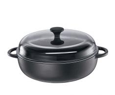 Küchenprofi 0402551028 - Sartén rústica con Tapa Alta de Vidrio Provence Redonda 28 0 cm 3 25 l Negra Apta para inducción (h.nr.)
