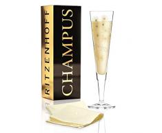 Lenka Kühnertová Champus - Copa de champán de cristal, 200 ml, con noble oro y platino, incluye servilletas de tela