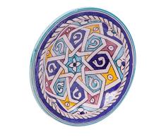 Biscottini Plato decorativo de 25,5 x 25,5 x 6,5 cm | Plato de cerámica artesanal marroquà | Decoraciones de cocina | Platos decorativos pintados a mano
