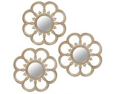 DRW Set de 3 Apliques de Pared de melamina con Espejo en Blanco 25cm Exterior y 9cm Interior