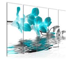 Cuadro de pared con diseño de flores y orquÃdeas, 200 x 80 cm, lienzo de fieltro, tamaño XXL, 5 piezas, fabricado en Alemania, listo para colgar