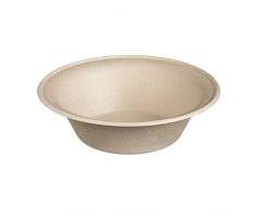 Tessera Bio Products QR1000B - Ensaladera redonda de caÃ±a de azÃºcar, color beige, capacidad de 1000 ml, 20,5 cm de diÃ¡metro, 50 unidades