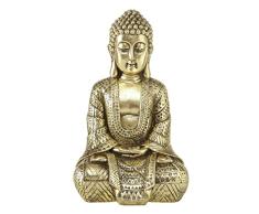 Boltze Figura de Buda sentada (Altura 30 cm, Estatua de Resina Dorada, decoraciÃ³n de Feng Shui, Idea de Regalo, para Interiores y Exteriores)