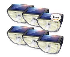 Luz Solar Exterior, Whousewe 200 LED 3 Modos Luces LED Solar Exterior con Sensor de Movimiento Aplique Lampara lluminación IP65 Impermeable Focos Solares para Exterior, Patio y JardÃn 6 Piezas