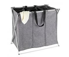 Wenko Colada Trio Cesto para la Capacidad 130 L, poliéster, Gris, 38 x 63 x 57 cm