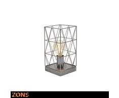 Lámpara de mesa de metal de 27 cm de altura + bombilla EDISON
